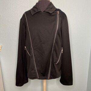 Ashley Stewart Plus Size Black Motorcycle Jacket